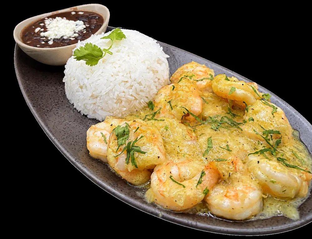 Los Primos coconut curry shrimp catering entrée