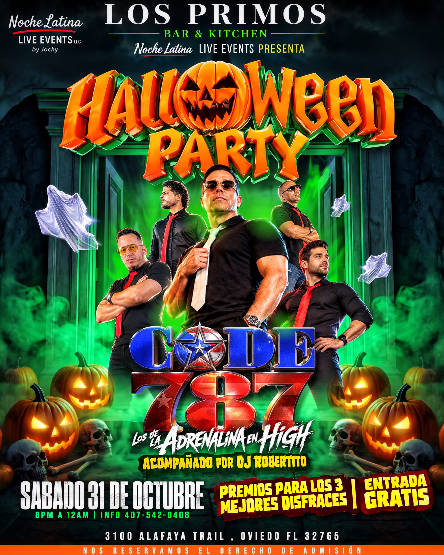 Halloween Party with Code 787 at Los Primos Bar & Kitchen, Oviedo